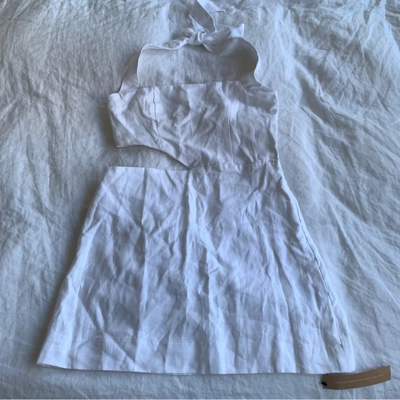 NWT Reformation Valli White Linen Cut Out Halter Mini Dress Bride Bridal -  mordernwear.com